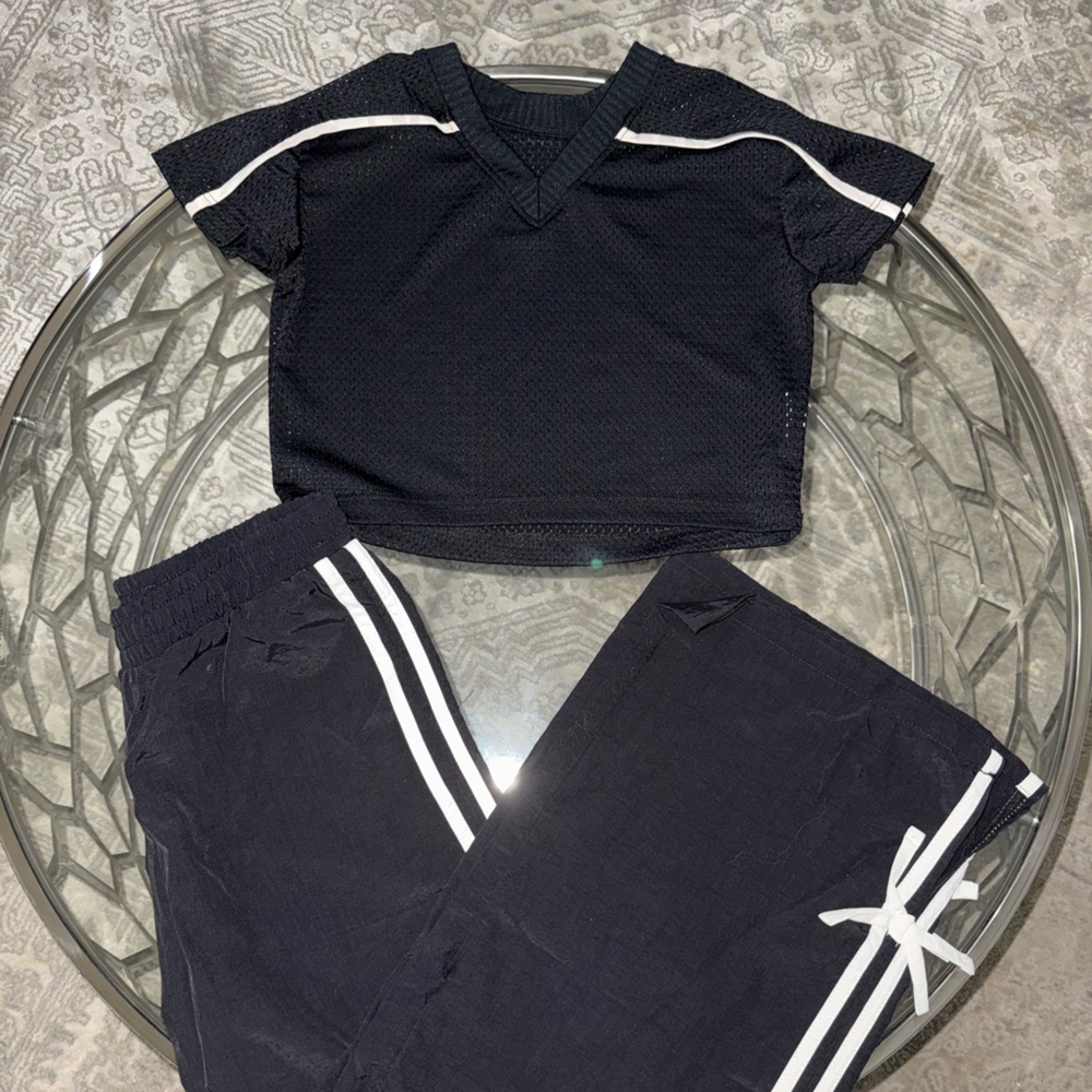 Five the Label Black and White Striped Jersey Crop and Target Pants size 8-10